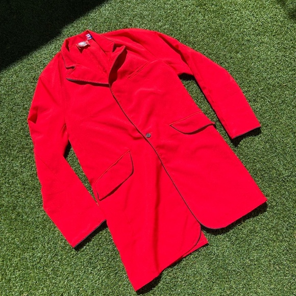 VTG 90’s Red Balls On Fire Red Coat / Robe - Picture 2 of 6